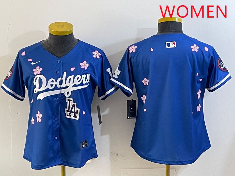 Women Los Angeles Dodgers Blank Blue Sakura Edition 2025 Nike MLB Jersey style 6